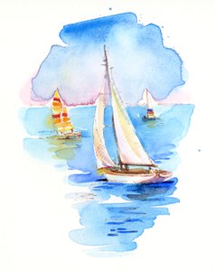 Sejlbåde, 2017, (akvarel)