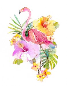 Tropisk collage, 2017 (akvarel) af John Keeling