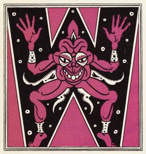 Udsmykning til historien om Aladdin og den vidunderlige lampe (farve litho) af John Kettelwell
