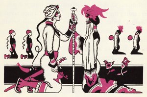 Udsmykning til historien om Aladdin og den vidunderlige lampe (farve litho) af John Kettelwell