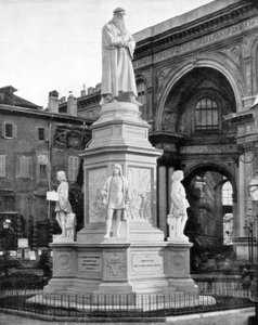 Statue af Leonardo da Vinci, Milano, Italien, slutningen af det 19. århundrede.