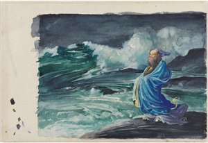 En Rishi oprører en storm, 1897. af John La Farge