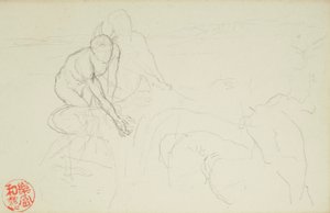 Achilles og Xanthus, fra La Farge folios #849 og #860, en af 42 tegninger af John La Farge