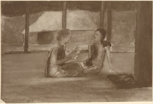 Piger i samoansk hytte af John La Farge