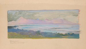 Øen Moorea ser på tværs af strædet fra Tahiti, januar 1891, 1891. af John La Farge