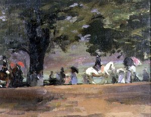 Rotten Row, Hyde Park No.1 (olie på lærred lagt om bord) af John Lavery