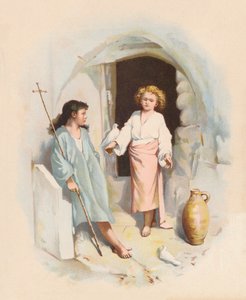 Kristus og Johannes (farvelitografi) af John Lawson