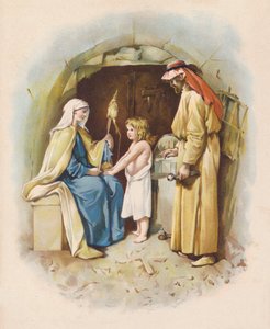 Kristus i tømrerens værksted (farvelitografi) af John Lawson