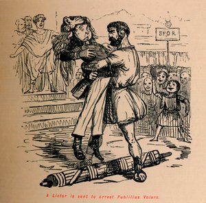 En Lictor sendes for at arrestere Publilius Volero, 1852 af John Leech