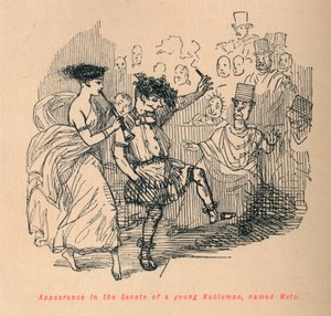 Optræden i senatet af en ung adelsmand ved navn Meto, 1852 af John Leech
