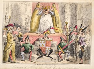 Kroning af Henrik IV. (fra de bedste myndigheder), fra The Comic History of England, pub. 1864 (håndfarvet radering) af John Leech