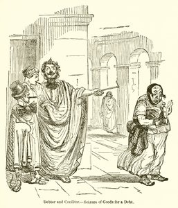 Debitor og Kreditor.--Beslaglæggelse af Gods for en Gæld af John Leech