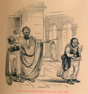 Debitor og Kreditor - Beslaglæggelse af varer for en gæld, 1852 af John Leech