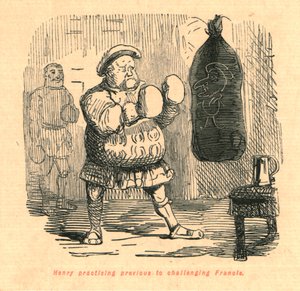 Henry øvede sig forud for at udfordre Francis, 1897. af John Leech