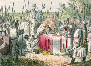 Kong John underskriver Magna Charta af John Leech