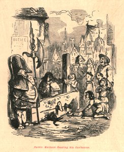 Perkin Warbeck læser sin bekendelse, 1897. af John Leech