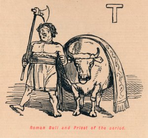 Romersk tyr og præst i perioden, 1852 af John Leech