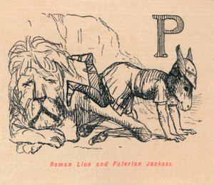 Romersk løve og Falerian Jackass, 1852 af John Leech
