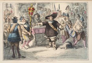 Tag den Bauble væk, Cromwell opløser det lange parlament, fra The Comic History of England, pub. 1864 (håndfarvet radering)