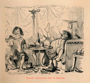 Terence læser sit skuespil til Caecilius, 1852 af John Leech