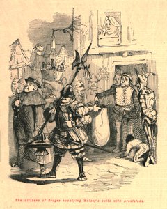 Indbyggerne i Brugge forsyner Wolseys suite med proviant, 1897. af John Leech