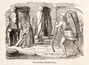 Time Bowling out the Druids, fra The Comic History of England, pub. 1864 af John Leech