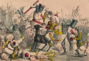 Fantastisk kamp mellem Richard Coeur de Lion og Saladin, 1850 af John Leech and Gilbert Abbott A Beckett