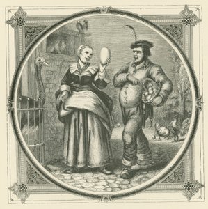 En høne lægger hver dag, men en struds kun én gang om året (gravering) af John Leighton