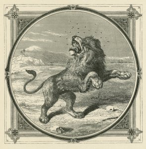 Myggen stikker løvens øjne (gravering)