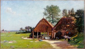 Vaskeplads, Normandiet, ca.1918 af John Leslie Thomson