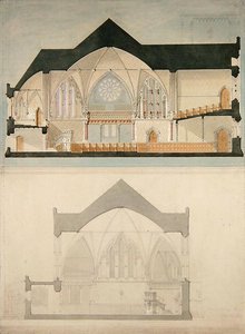 Side elevation af Trinity College Church, Edinburgh af John Lessels