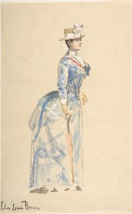 Kvinde klædt i blåt, 1800-tallet.