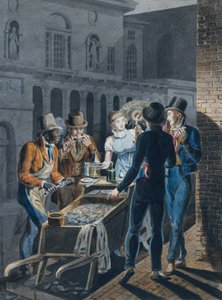 Natteliv i Philadelphia - en Oyster Barrow foran Chestnut Street Theatre, 1811-ca. 1813.