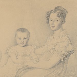Portræt af en mor og et barn, 1823. af John Linnell