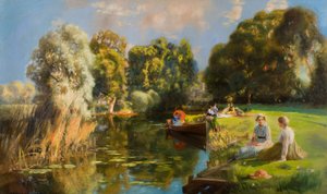 En sommerferie (olie på lærred) af John Lochhead