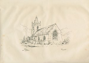 Acton Trussell Church: litografi med pen og blæk, nd [?19. århundrede] af John Louis Petit
