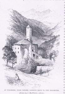 Ved Welsberg, nær Cadore, ser tilbage til Dolomitterne, fra The Magazine of Art 1893, Cassell and Company af John MacWhirter