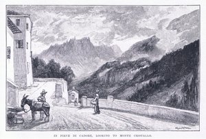 I Pieve Di Cadore, ser til Monte Cristallo, fra The Magazine of Art 1893, Cassell and Company af John MacWhirter
