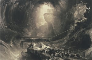 Syndfloden, 1828 (mezzotint med radering) af John Martin