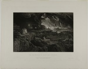 Ødelæggelsen af Sodoma og Gomorra, fra illustrationer af Bibelen af John Martin