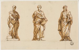 Tre studier til statue af John Locke
