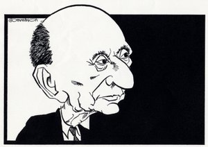 Arnold Schönberg, karikatur af John Minnion