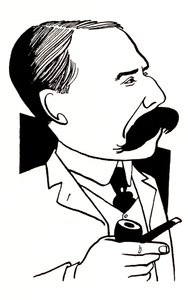 Edward Elgar - karikatur med pibe i hånden af John Minnion