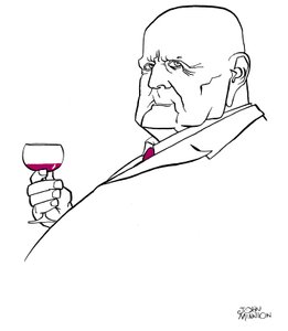 Jean Sibelius som en gammel mand med et glas vin