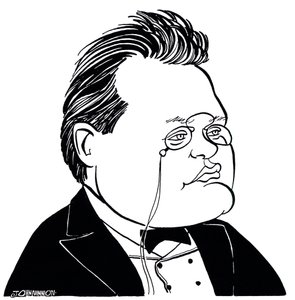 Max Reger - karikatur af den tyske komponist af John Minnion