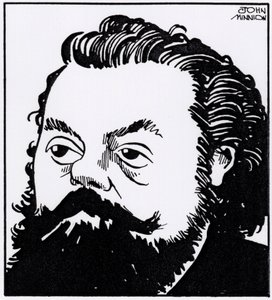 Modest Petrovich Mussorgsky, karikaturportræt af John Minnion