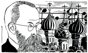 Rimsky Korsakov portræt (Rusland baggrund af kirkekupler) Russisk komponist ( 1844-1908 )