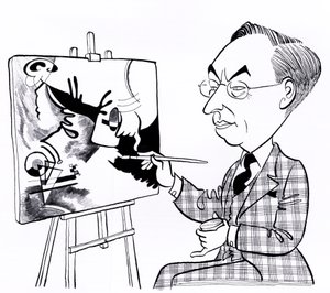 Vassily ( Wassily ) Kandinsky, karikatur med staffeli af John Minnion
