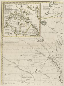 Et kort over de britiske og franske herredømmer i Amerika, 1756 (gravering med konturfarve på papir)