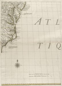 Et kort over de britiske og franske herredømmer i Amerika, 1756 (gravering med konturfarve på papir)